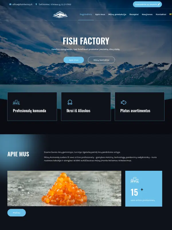 Sukurtas tinklalapis - Fishfactory.lt